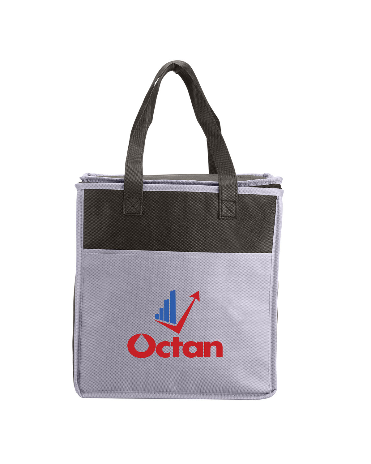 Two-Tone Flat Top Insulated Non-Woven Shopping Tote Bag 18
