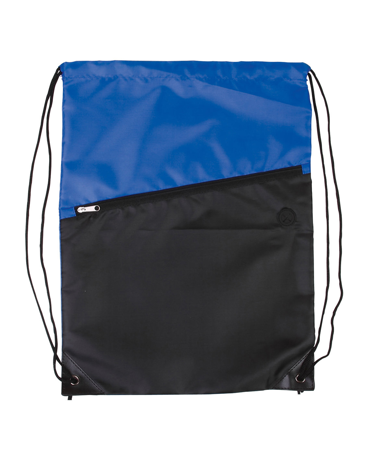 Two-Tone Poly Drawstring Backpack With Zipper 16