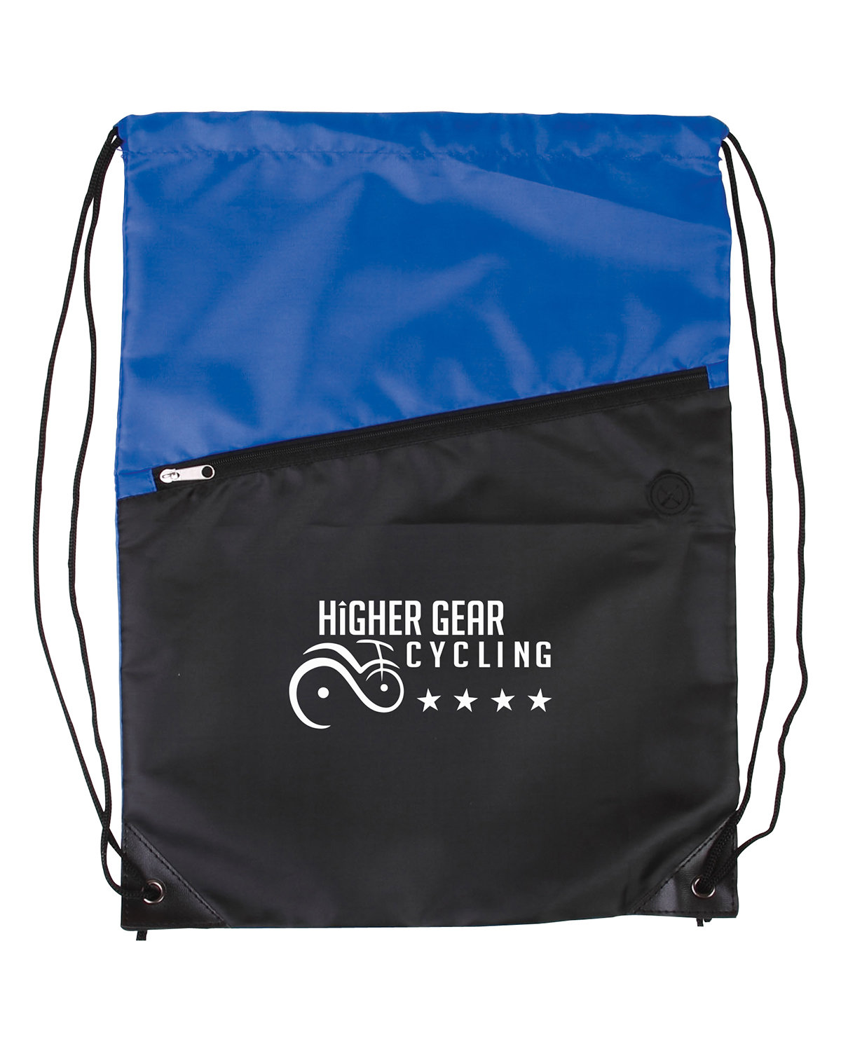 Two-Tone Poly Drawstring Backpack With Zipper 6