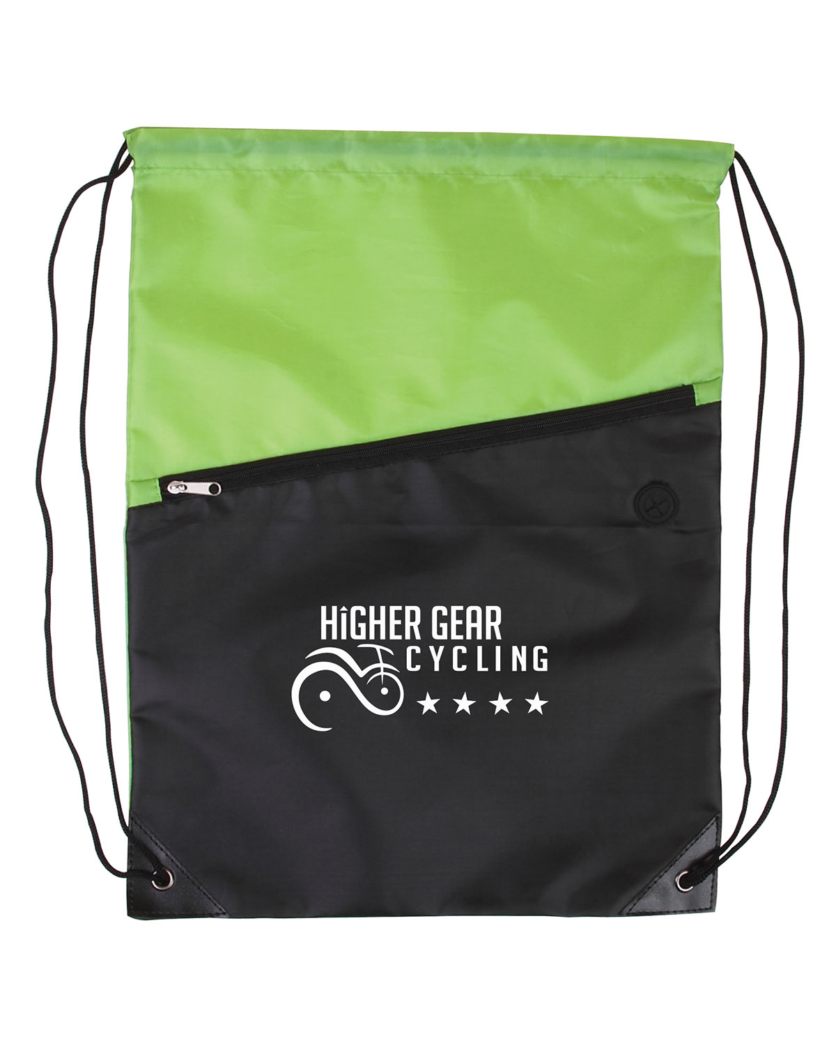 Two-Tone Poly Drawstring Backpack With Zipper 7
