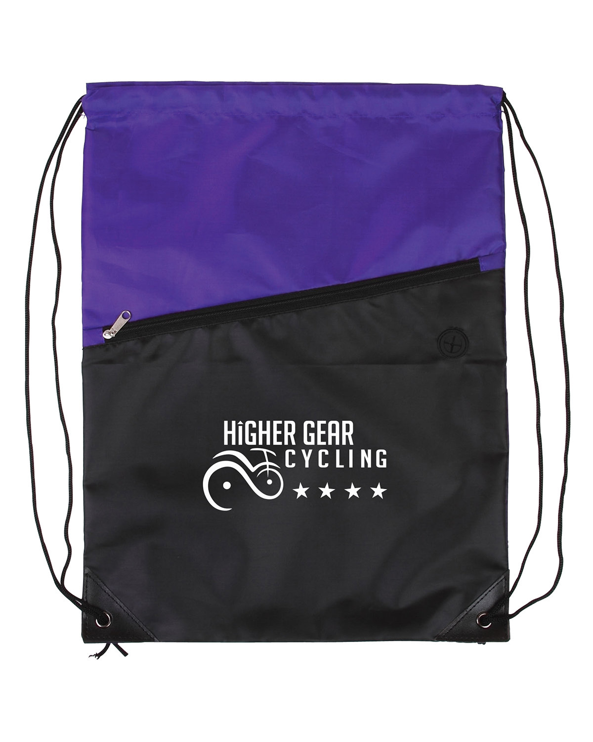 Two-Tone Poly Drawstring Backpack With Zipper 12