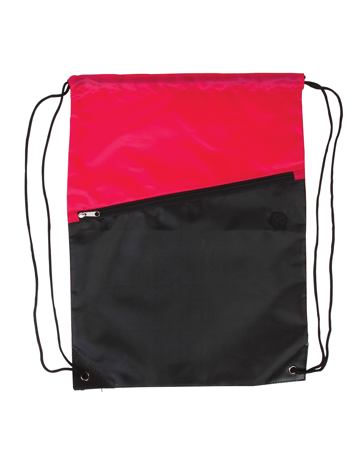 Two-Tone Poly Drawstring Backpack With Zipper 17
