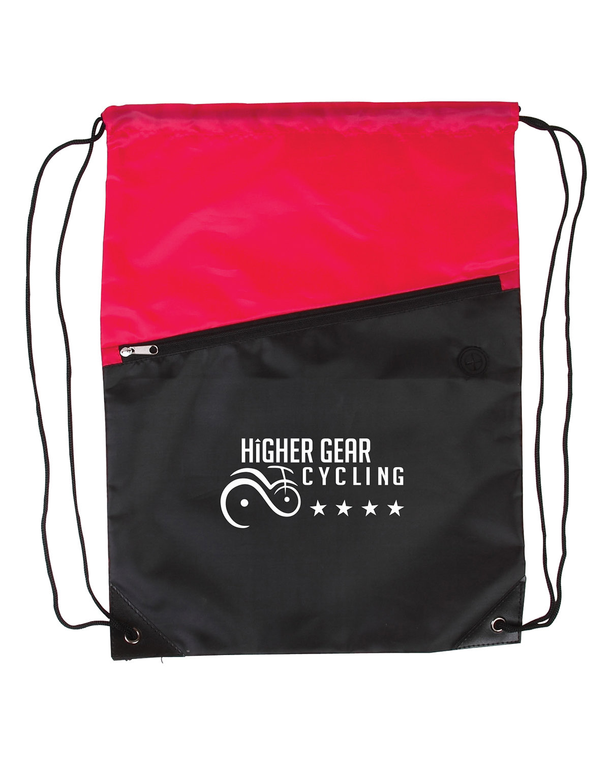 Two-Tone Poly Drawstring Backpack With Zipper 13