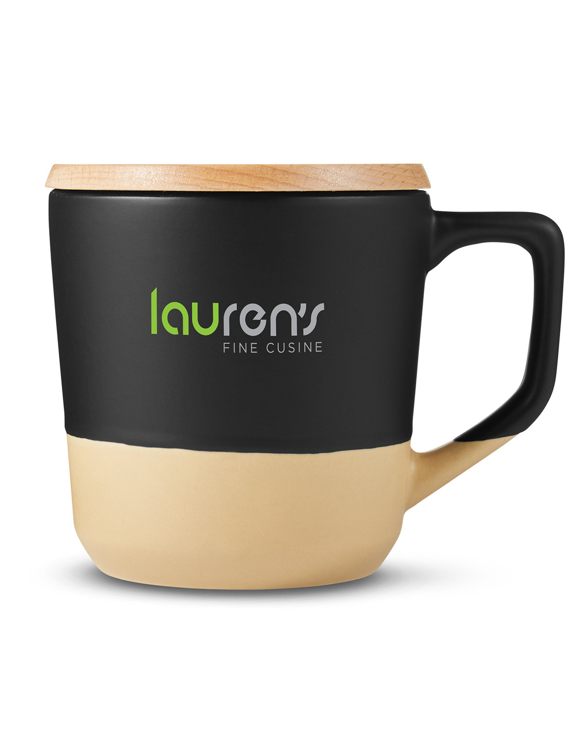 16.5 oz Boston Ceramic Mug With Wood Lid 1