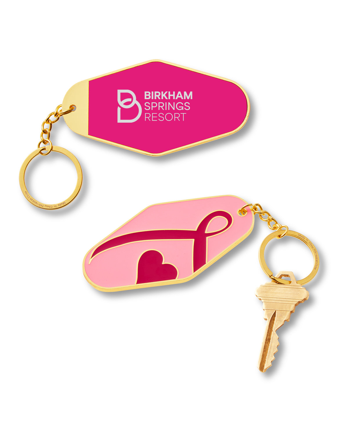 Breast Cancer Awareness Pink Ribbon Metal Keychain 3