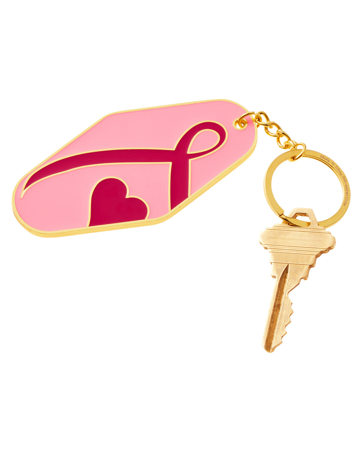 Breast Cancer Awareness Pink Ribbon Metal Keychain 2