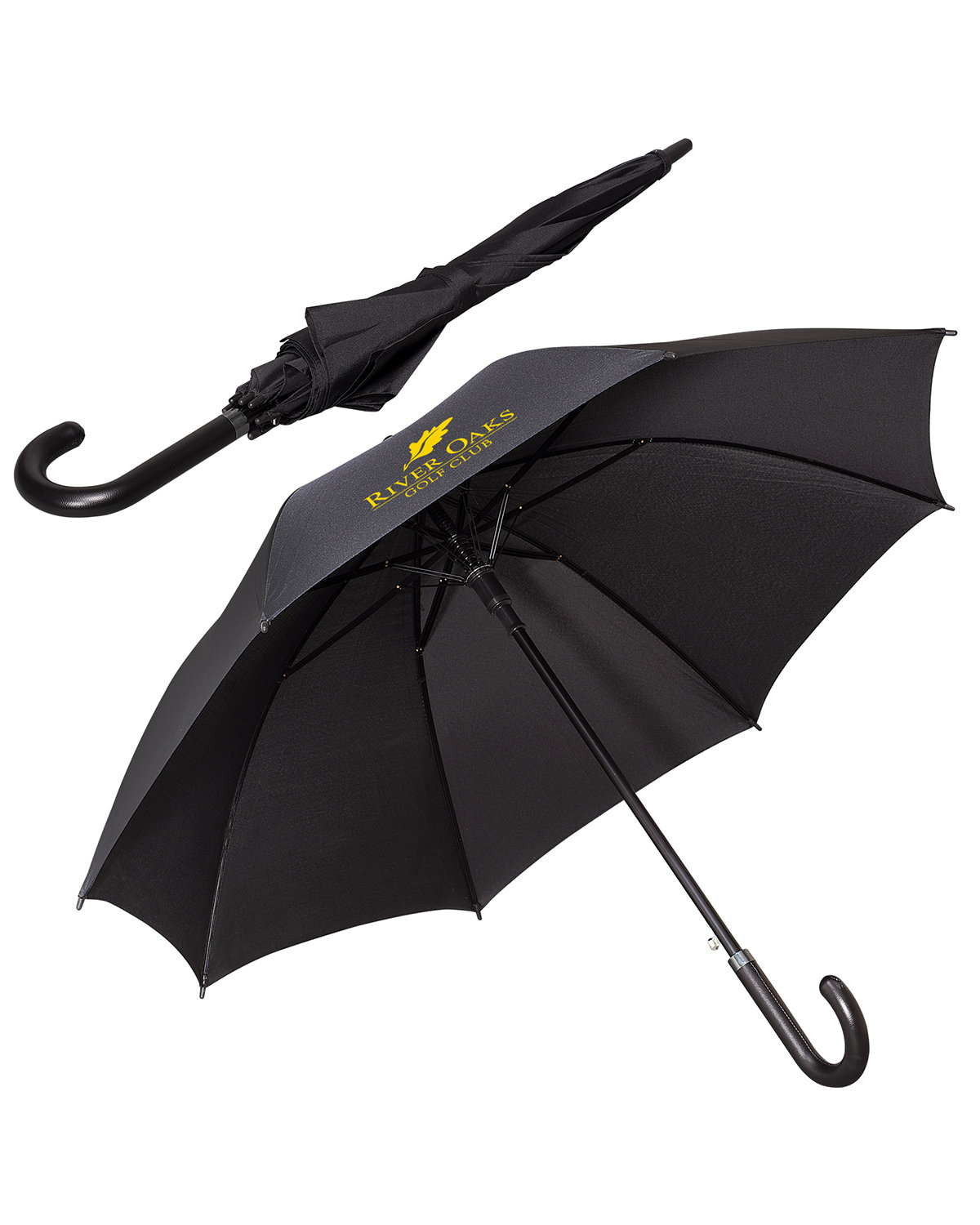 48" Arc Executive Umbrella With Curved Faux Leather Handle 4