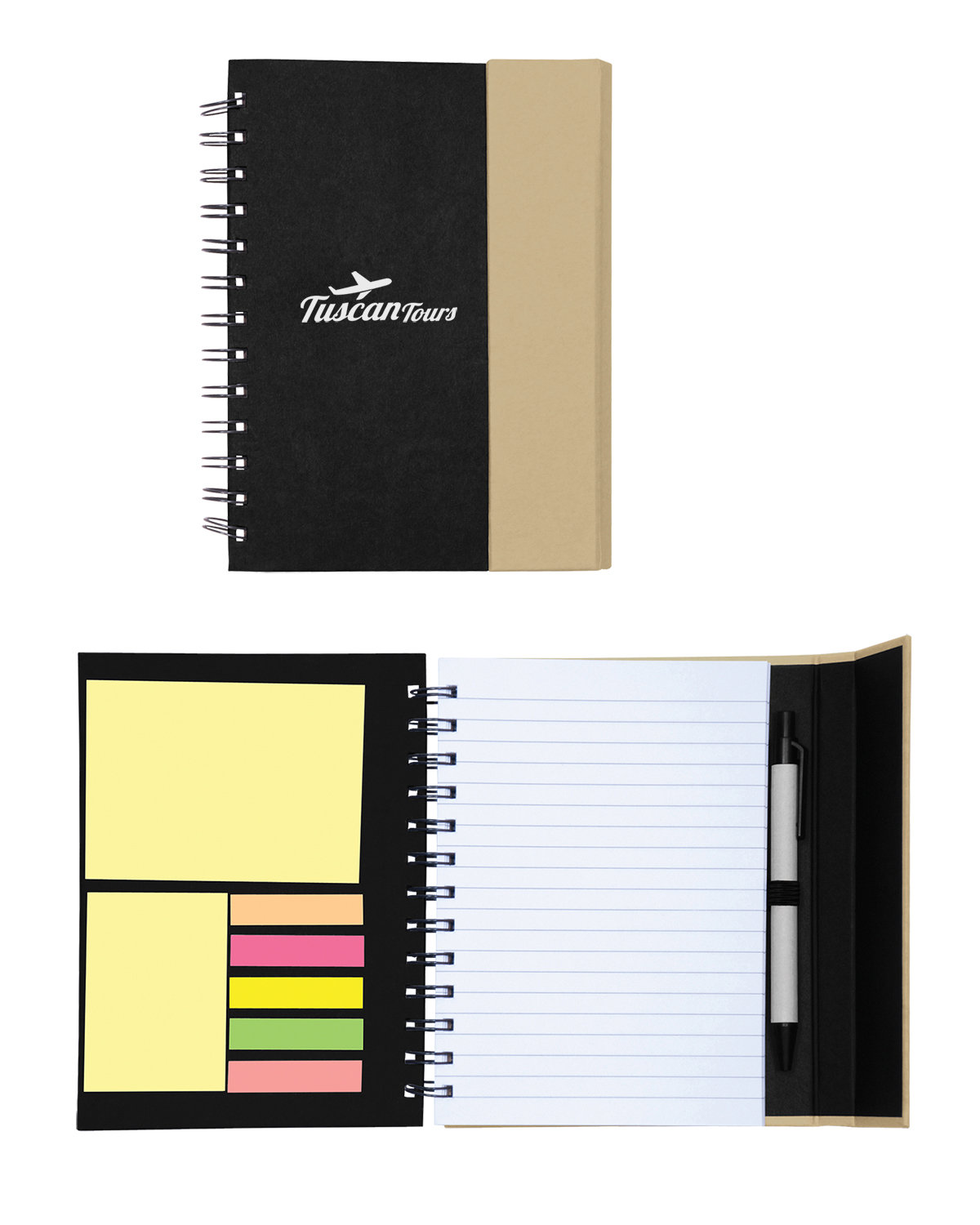 Spiral Notebook With Sticky Notes & Pen 5.75" x 7.25" 15