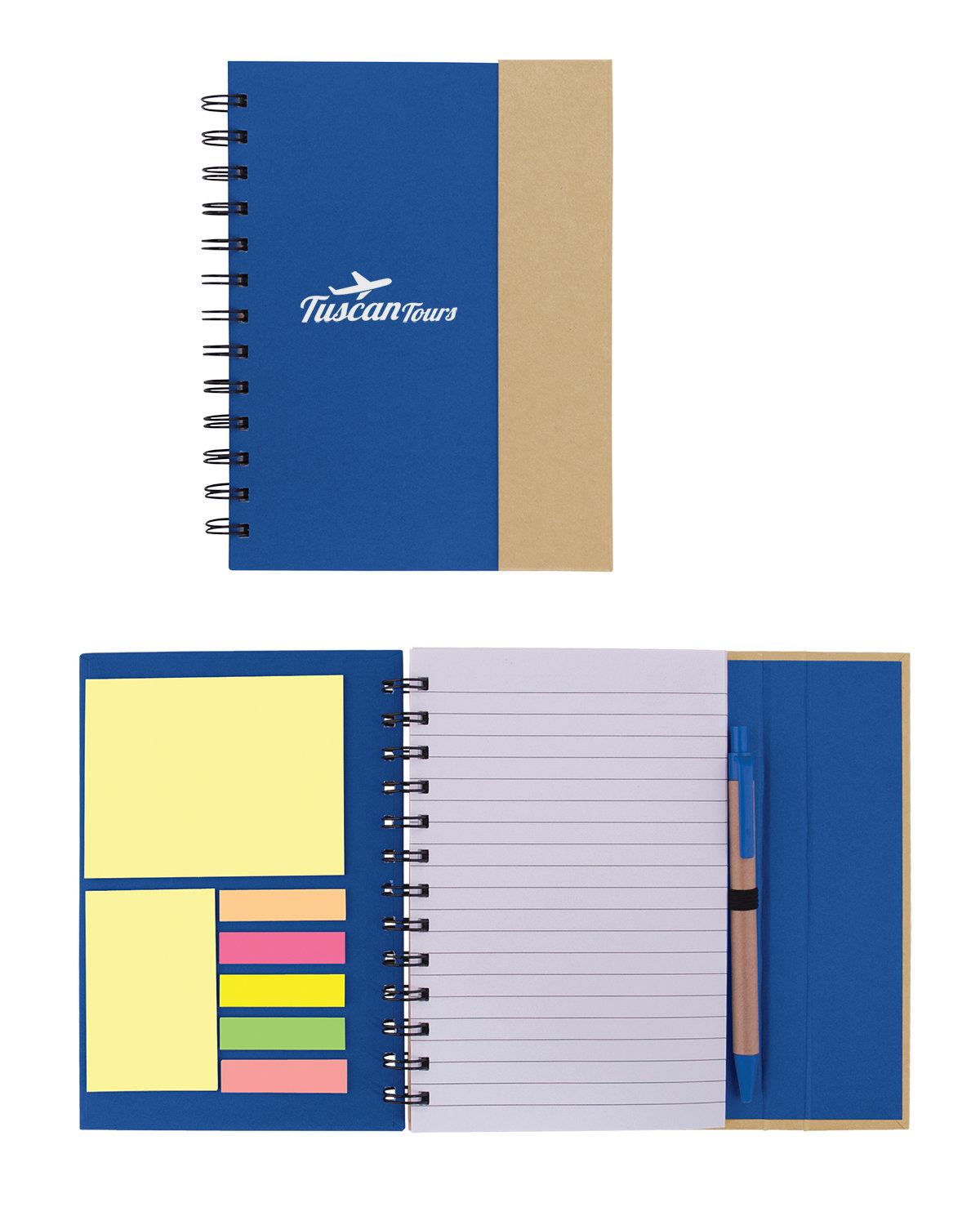 Spiral Notebook With Sticky Notes & Pen 5.75" x 7.25" 16