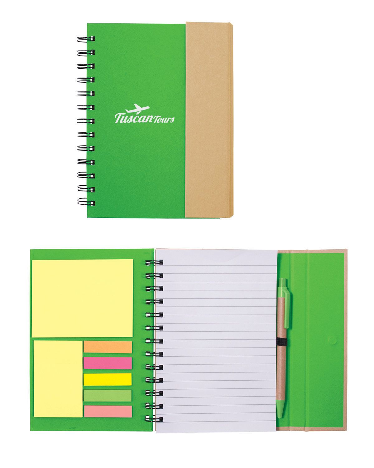 Spiral Notebook With Sticky Notes & Pen 5.75" x 7.25" 11