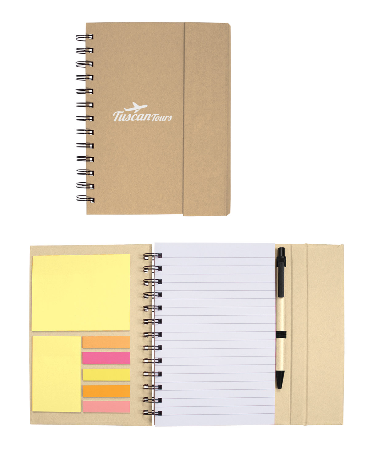 Spiral Notebook With Sticky Notes & Pen 5.75" x 7.25" 6