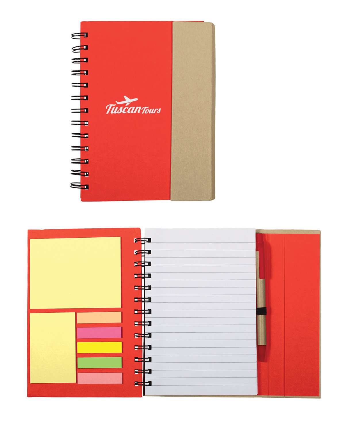 Spiral Notebook With Sticky Notes & Pen 5.75" x 7.25" 4