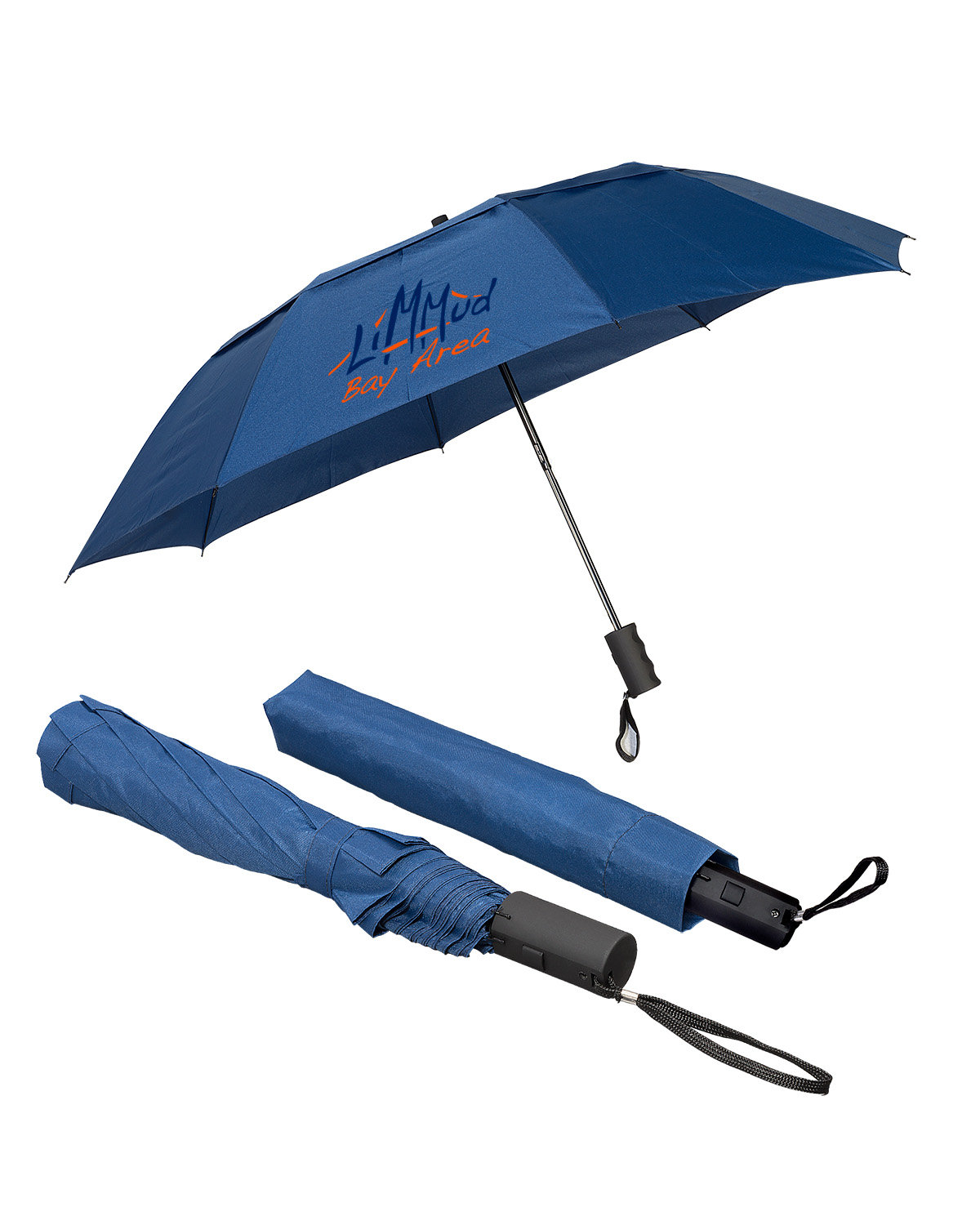 44" Arc Vented Auto Open Folding Umbrella 2