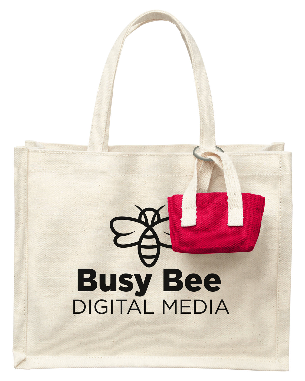 Mini Recycled Cotton Tote Bag with Charm, custom tote bag with logo imprint 3