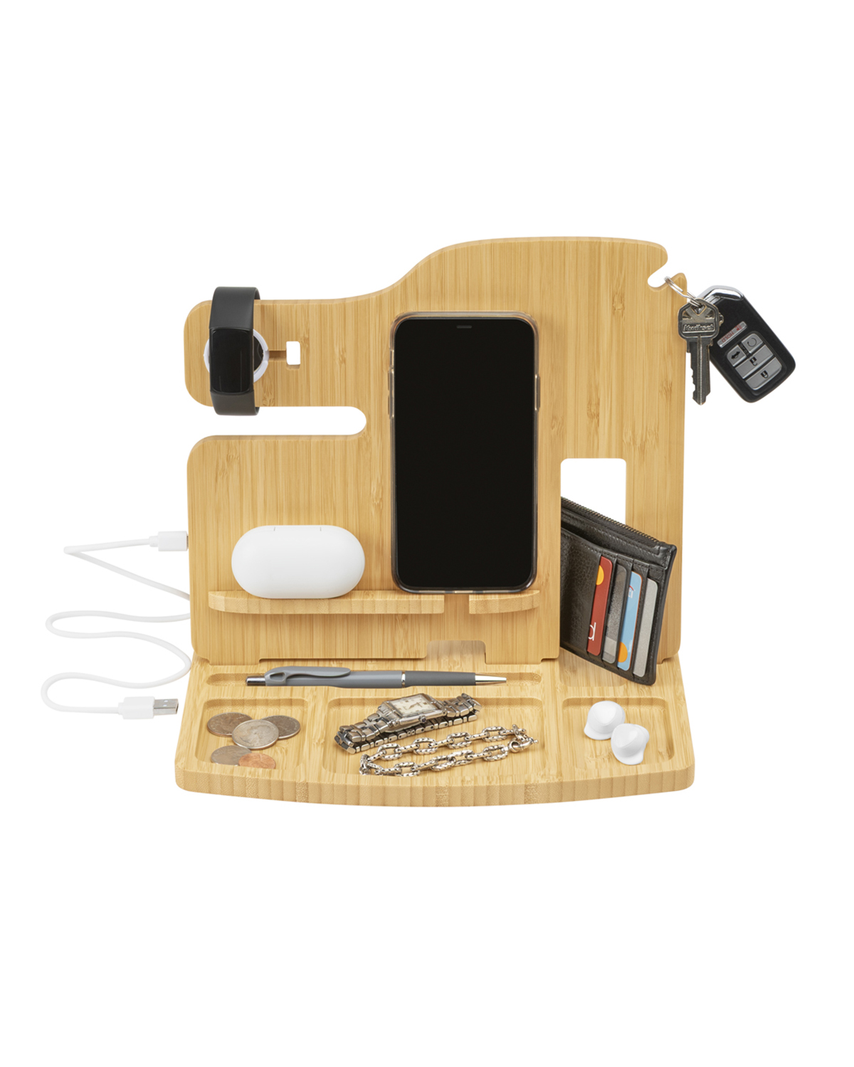 Portia Bamboo Charging Valet Station 1